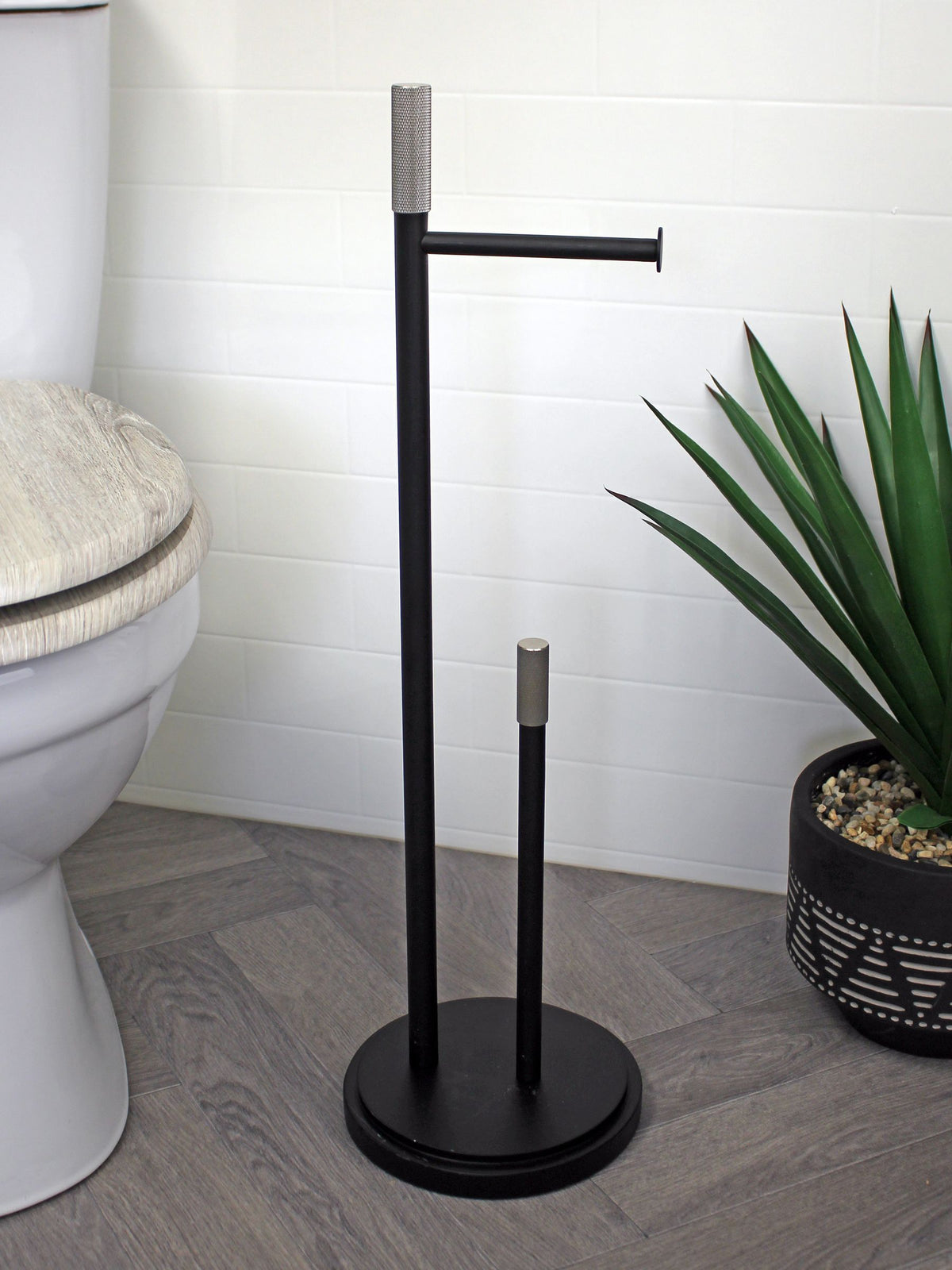 Showerdrape Black Chester toilet roll holder set (British brand)