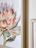 Set of 2 Pink 3D Floral Print Protea Wall Art