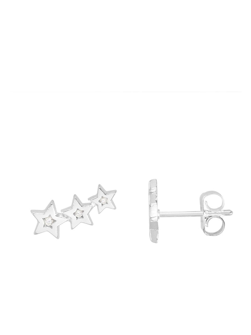 Estella Bartlett silver tone cubic zirconia star stud crawler earrings - British product
