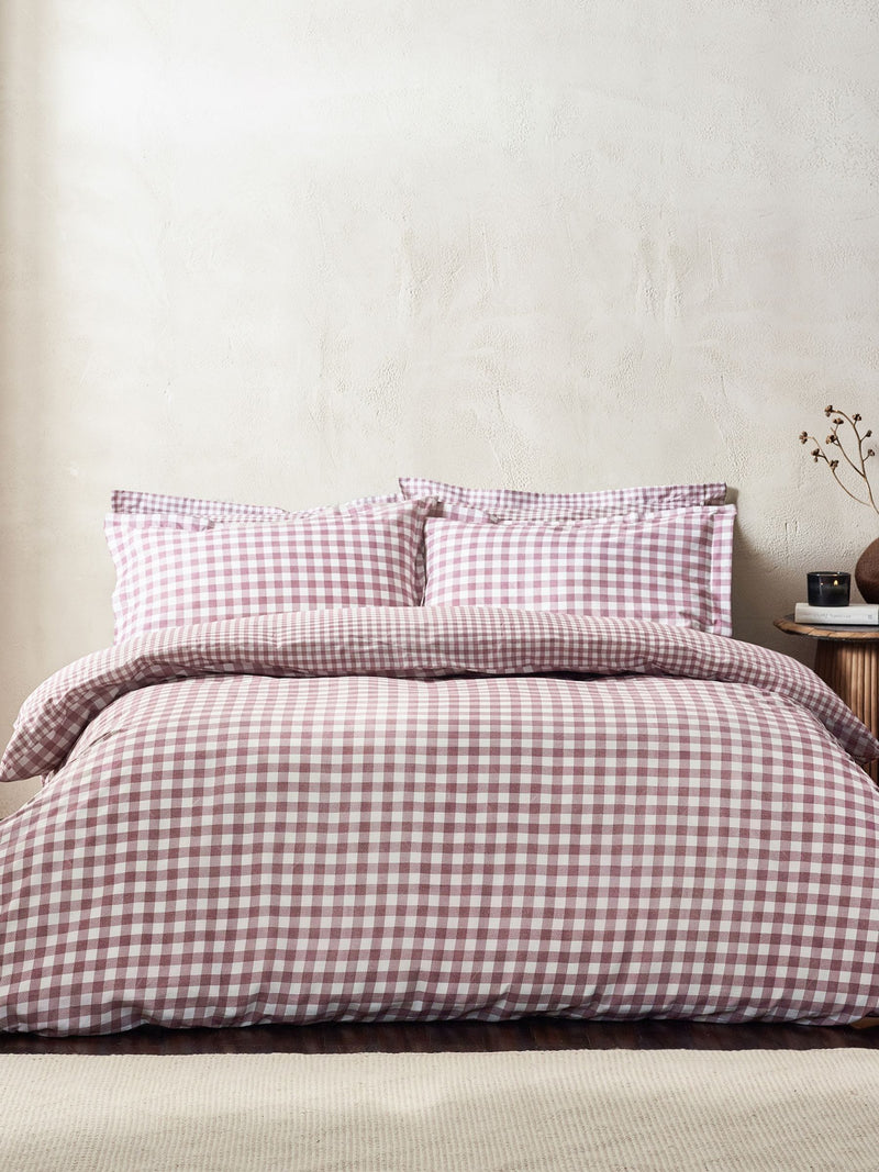 Barton Check cotton duvet cover and pillowcase set (British brand)