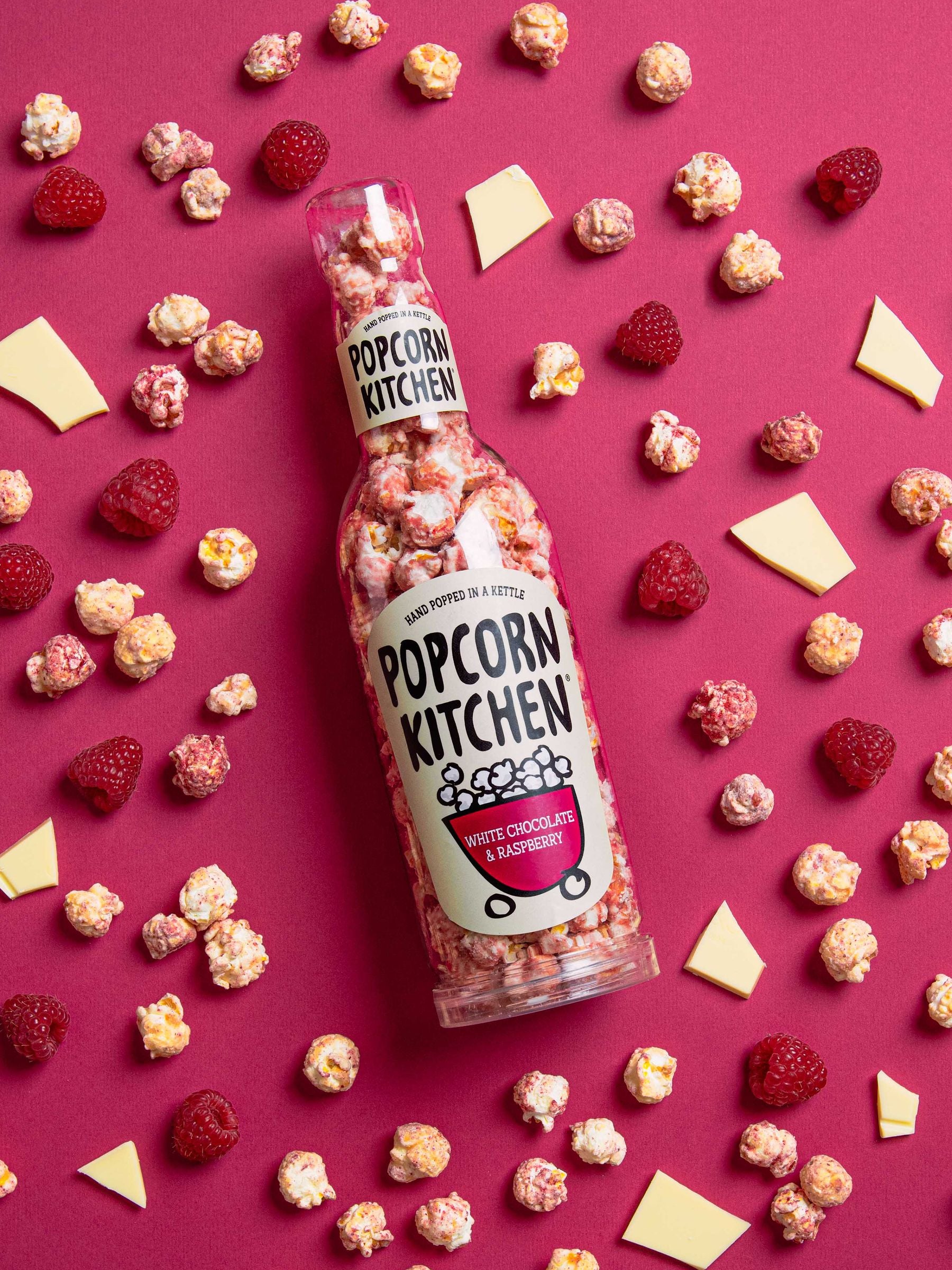Popcorn Kitchen gourmet popcorn gift bottles triple pack, imported from the UK