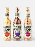 Popcorn Kitchen gourmet popcorn gift bottles triple pack, imported from the UK