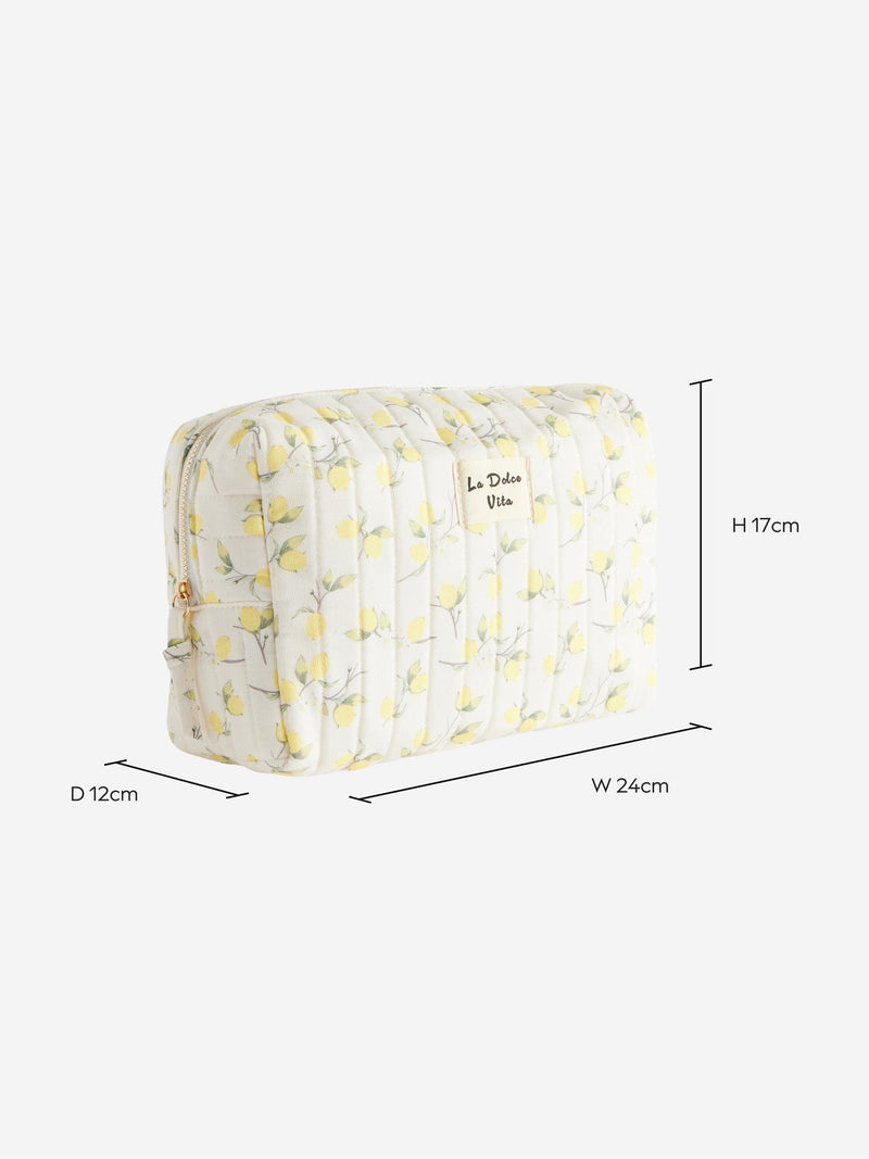 Lemon print and gingham reversible makeup bag 17x24x12cm, UK version
