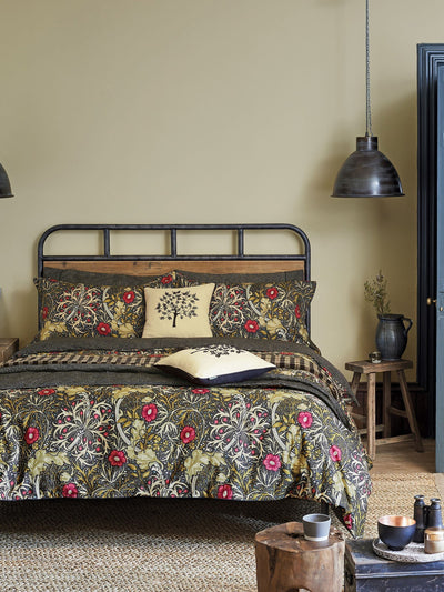 Morris & Co Black Seaweed Duvet Cover and Pillowcase Set 100% Cotton