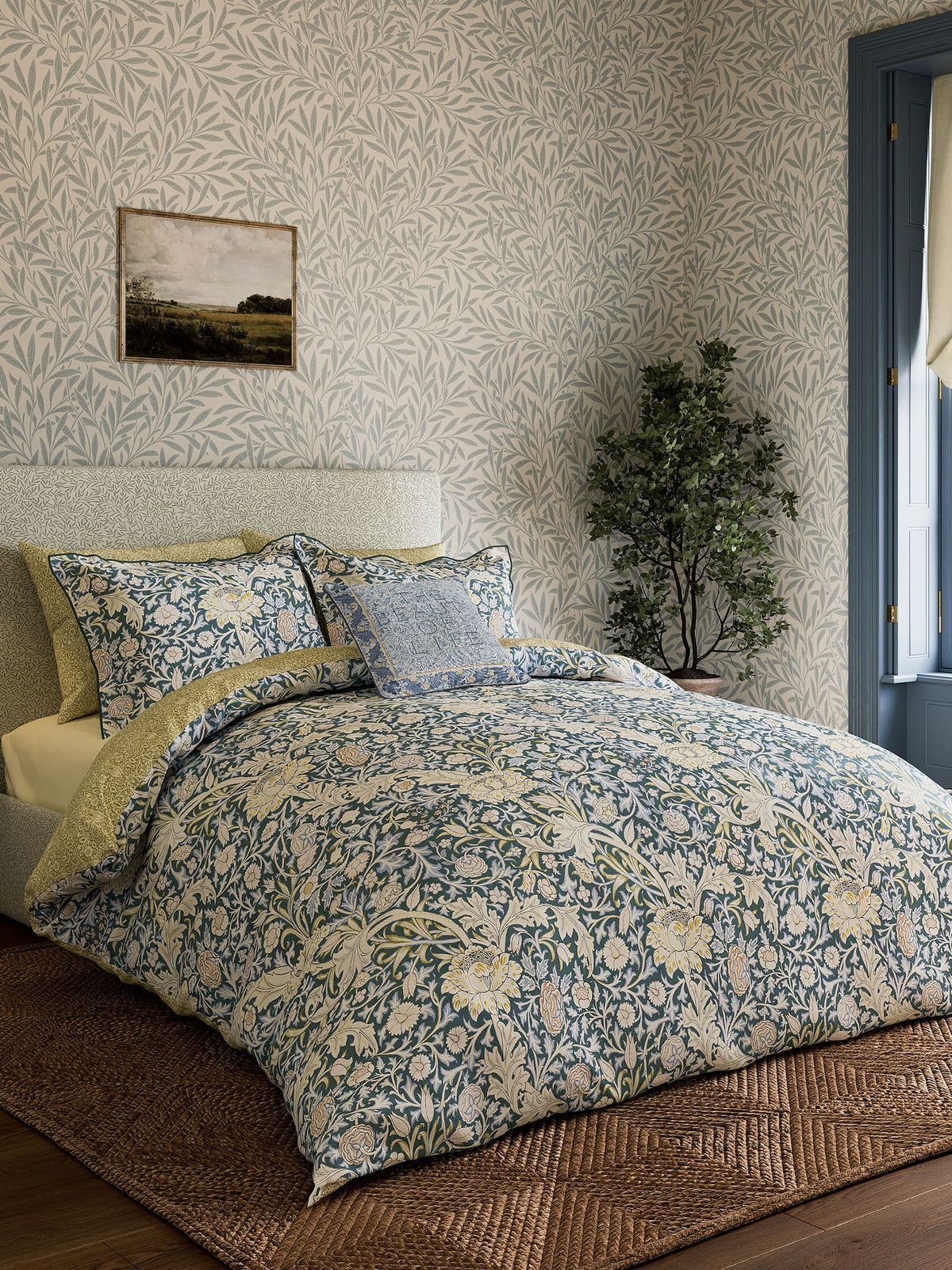 Morris & Co River Wandle Trent duvet cover and pillowcase set, imported from the UK