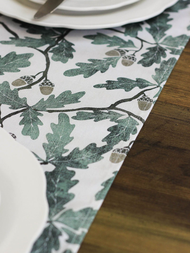 Avalon Home Green Oak 100% Cotton Table Runner