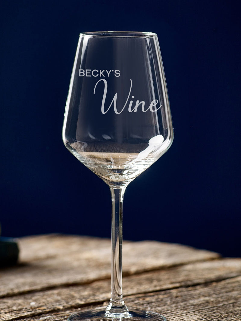 Loveabode personalised wine glass with name engraving 37cl, imported from the UK