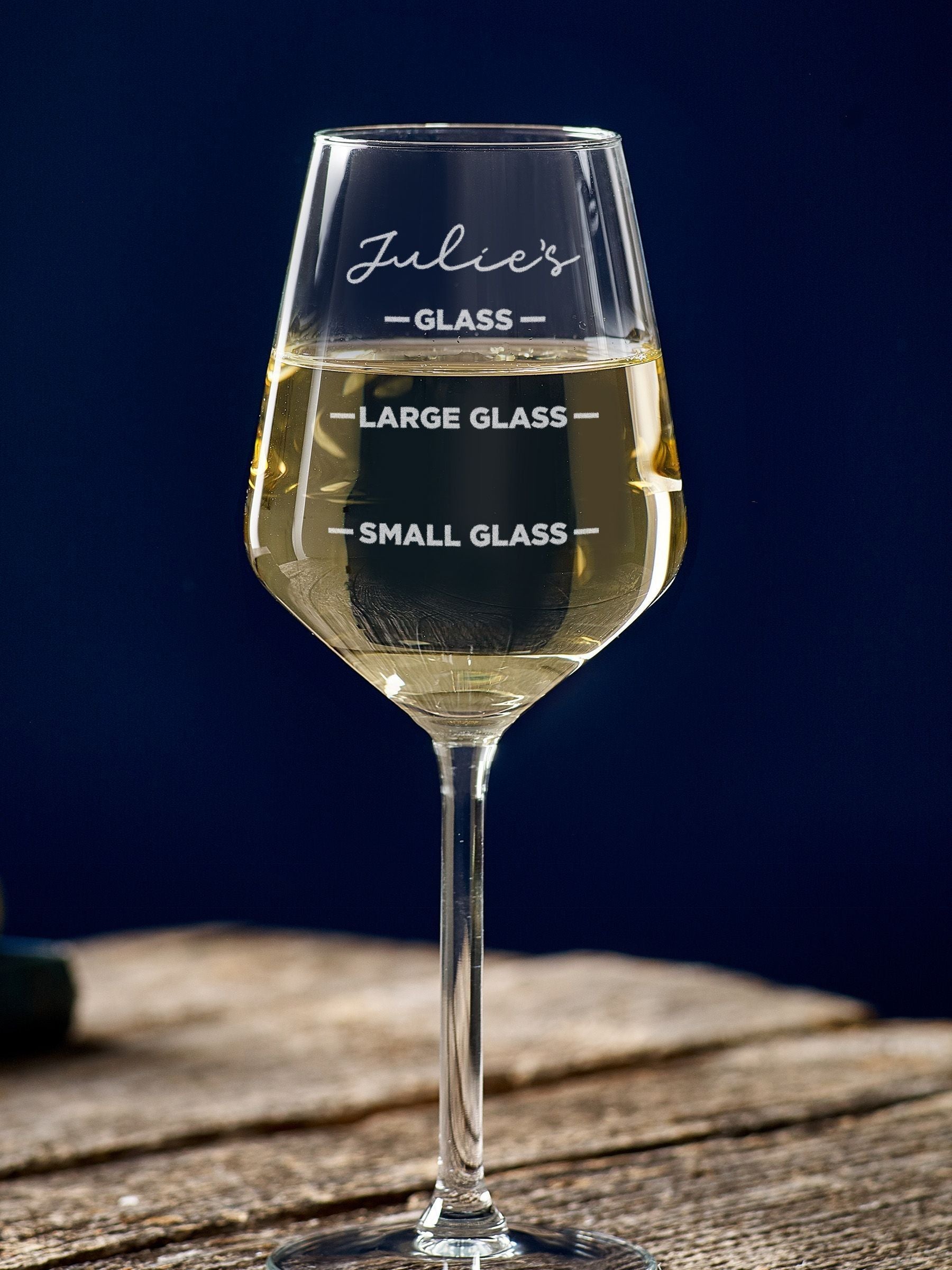 Loveabode personalised measure wine glass 13oz/37cl, imported from the UK