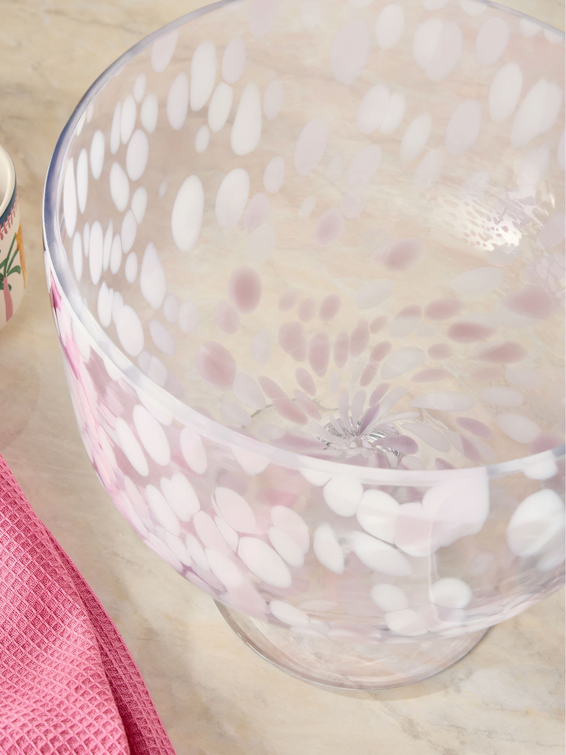 Pink Confetti Large Trifle Serving Bowl, imported from the UK