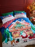 Catherine Lansfield Navy Blue Christmas Santa's Workshop Duvet Cover Set - British product
