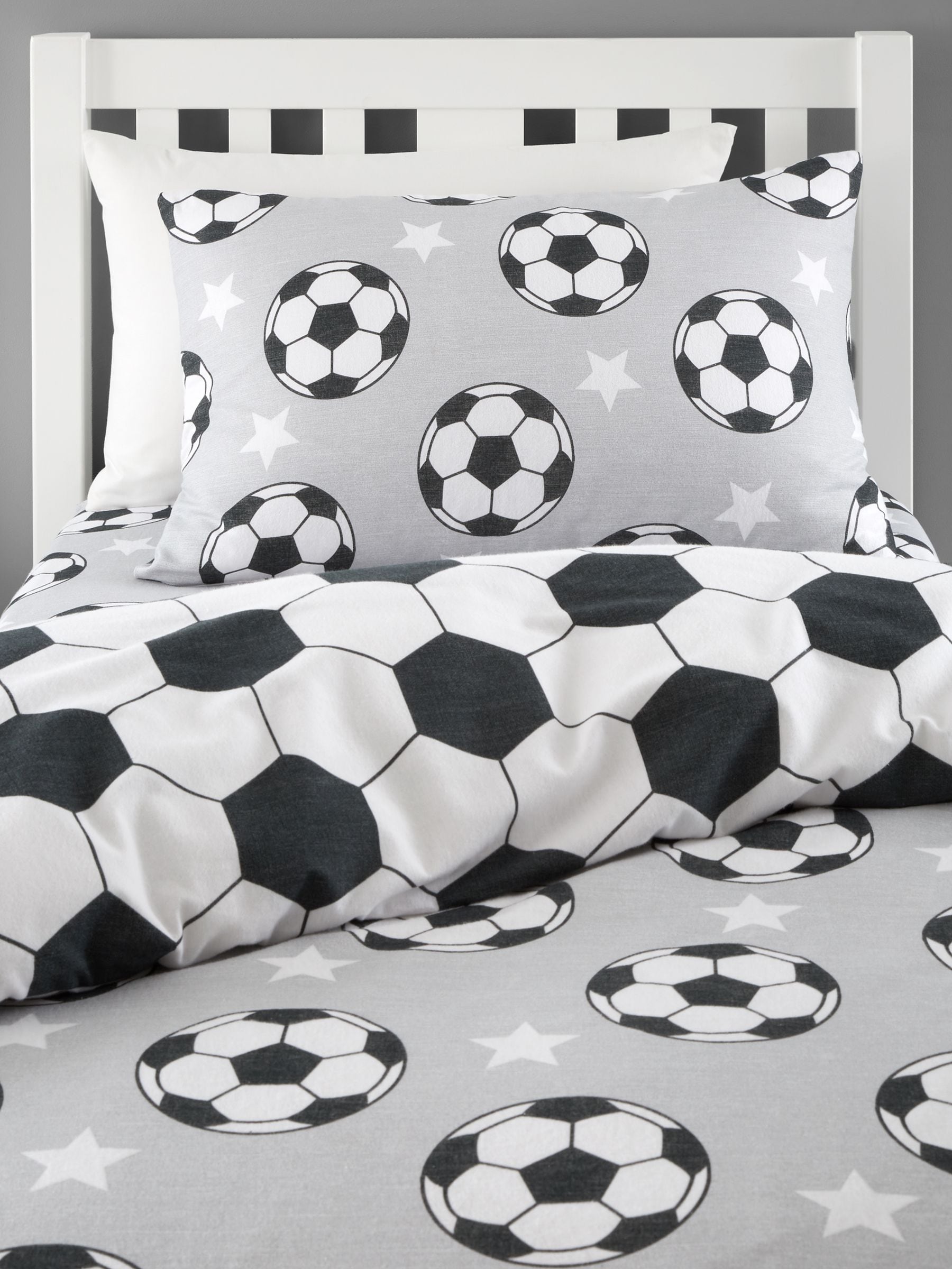 Catherine Lansfield football duvet cover set in grey - British product