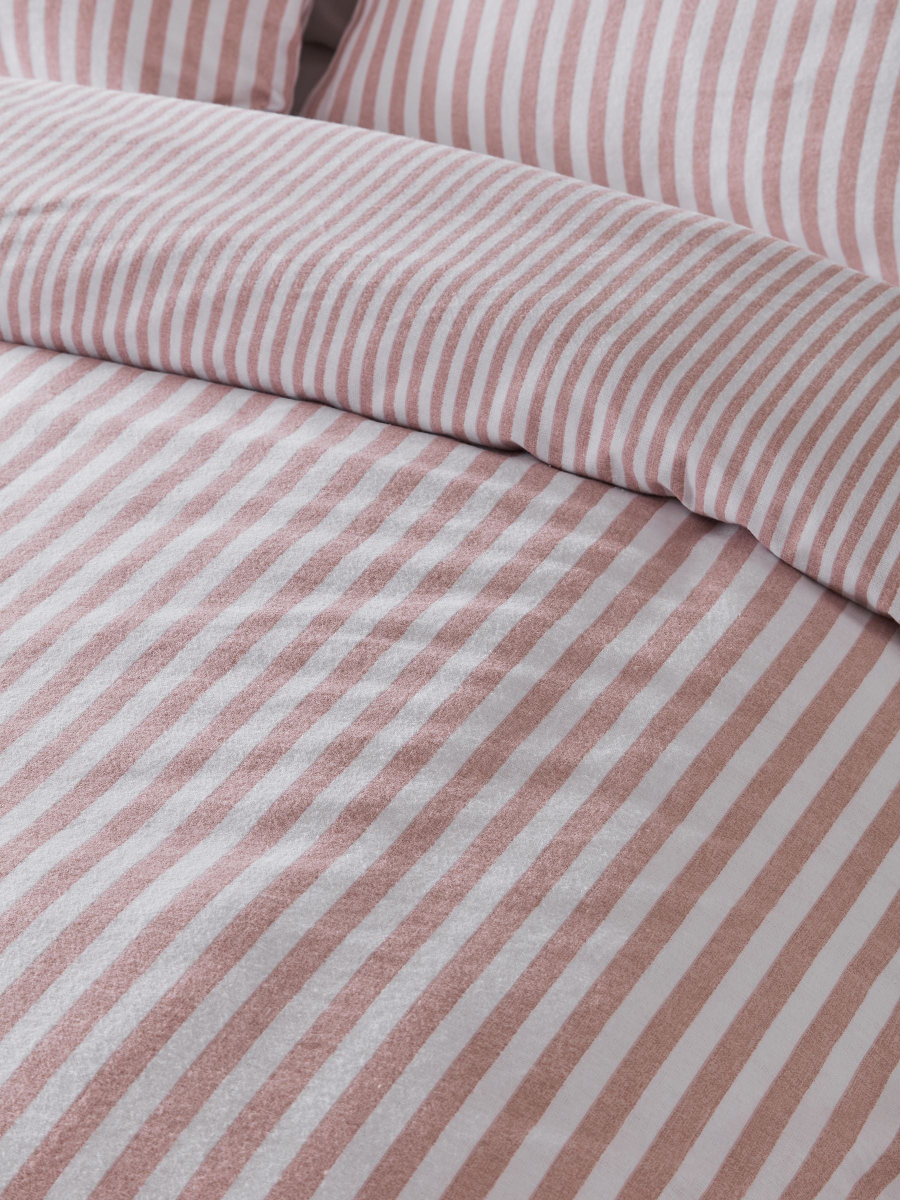 Catherine Lansfield blush pink reversible stripe duvet cover set - British product