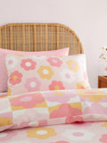 Catherine Lansfield pink retro daisy reversible duvet cover set - British product