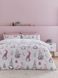 Catherine Lansfield Blush Pink Christmas Festive Gonk Cosy Fleece Duvet Cover Set - British product