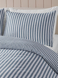 Catherine Lansfield Chambray blue reversible stripe duvet cover set - British product