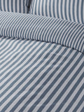 Catherine Lansfield Chambray blue reversible stripe duvet cover set - British product