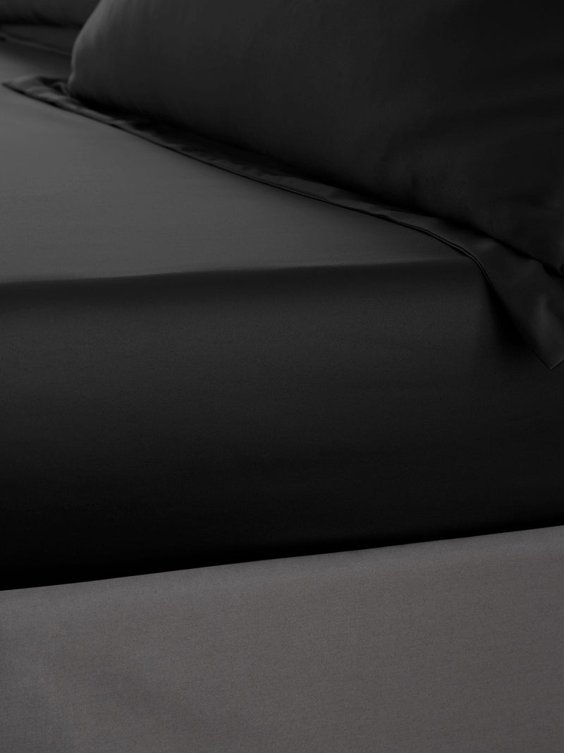 Catherine Lansfield Black Silky Soft Satin Fitted Sheet