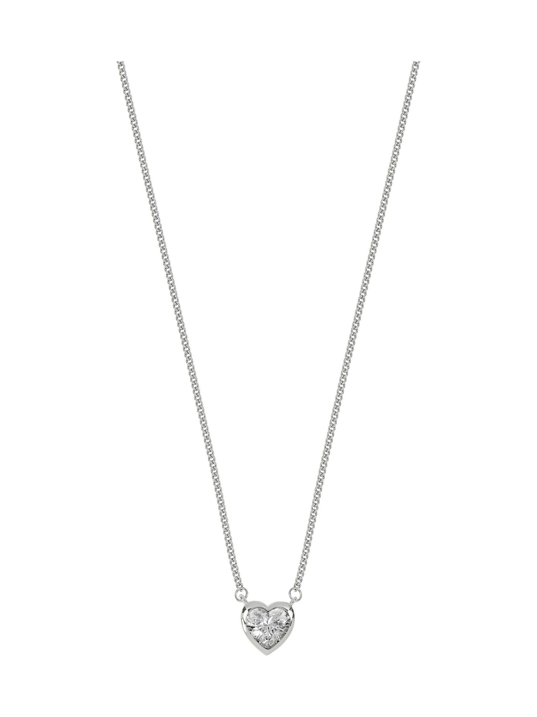 Spirit Ladies silver tone bracelet watch and heart-shaped stone necklace set (British brand)