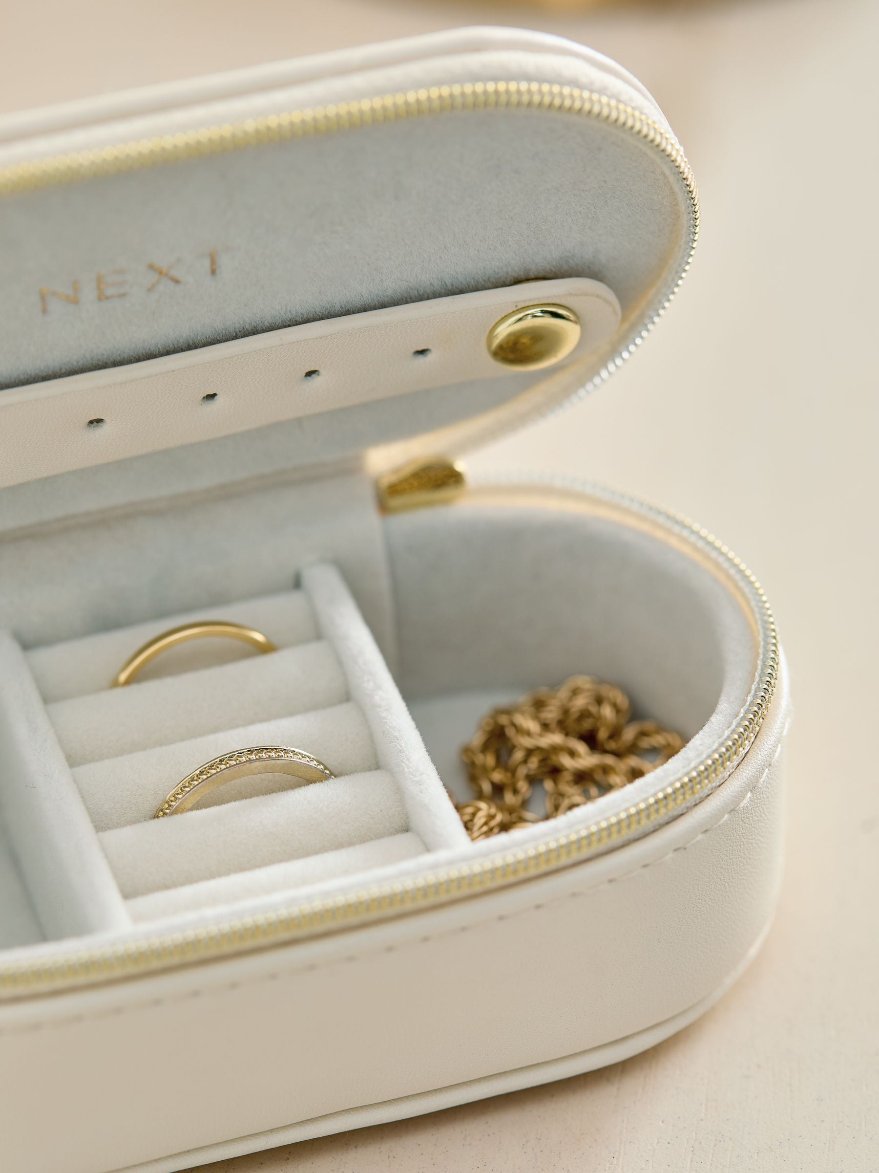 Off-White mini travel jewellery box, imported from the UK