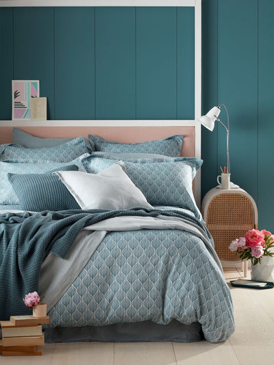 Secret Linen Store Teal Teasels 100% Cotton Duvet Cover