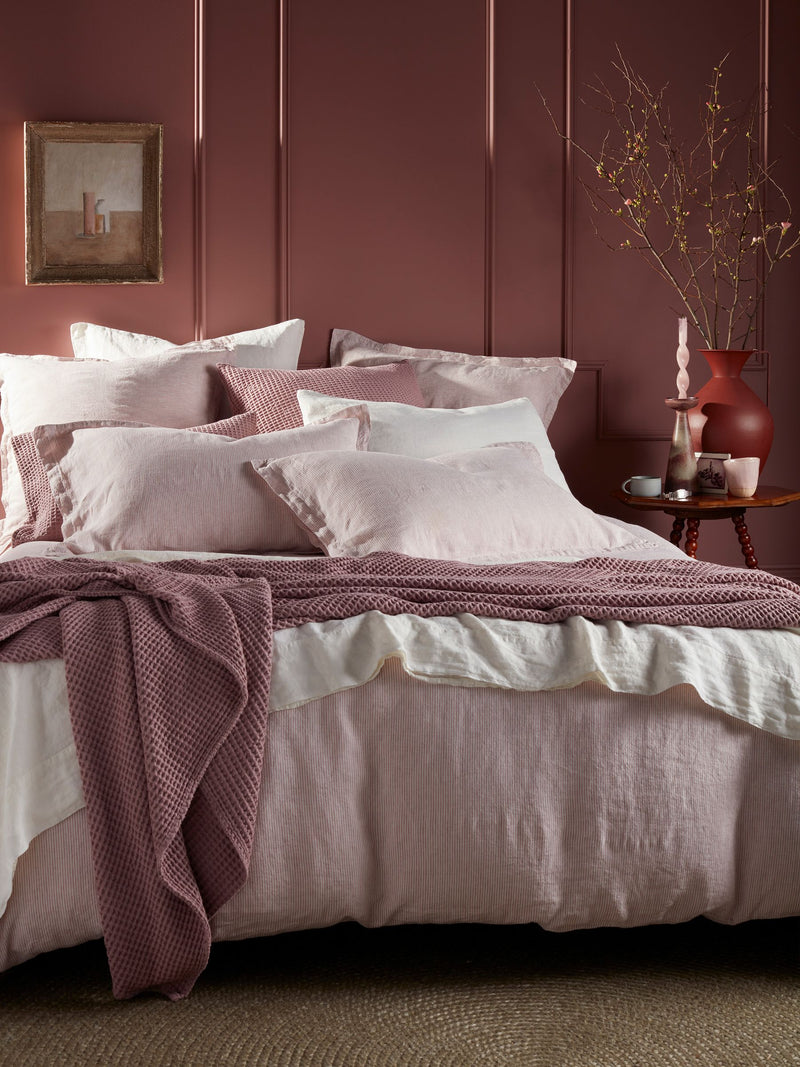 Secret Linen Store Vintage Rose Sid Stripe Linen Duvet Cover