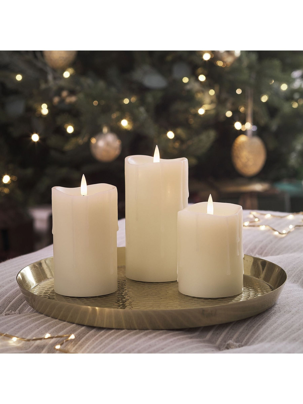 Lights4fun TruGlow Dripping Wax LED Pillar Candle Trio, UK version