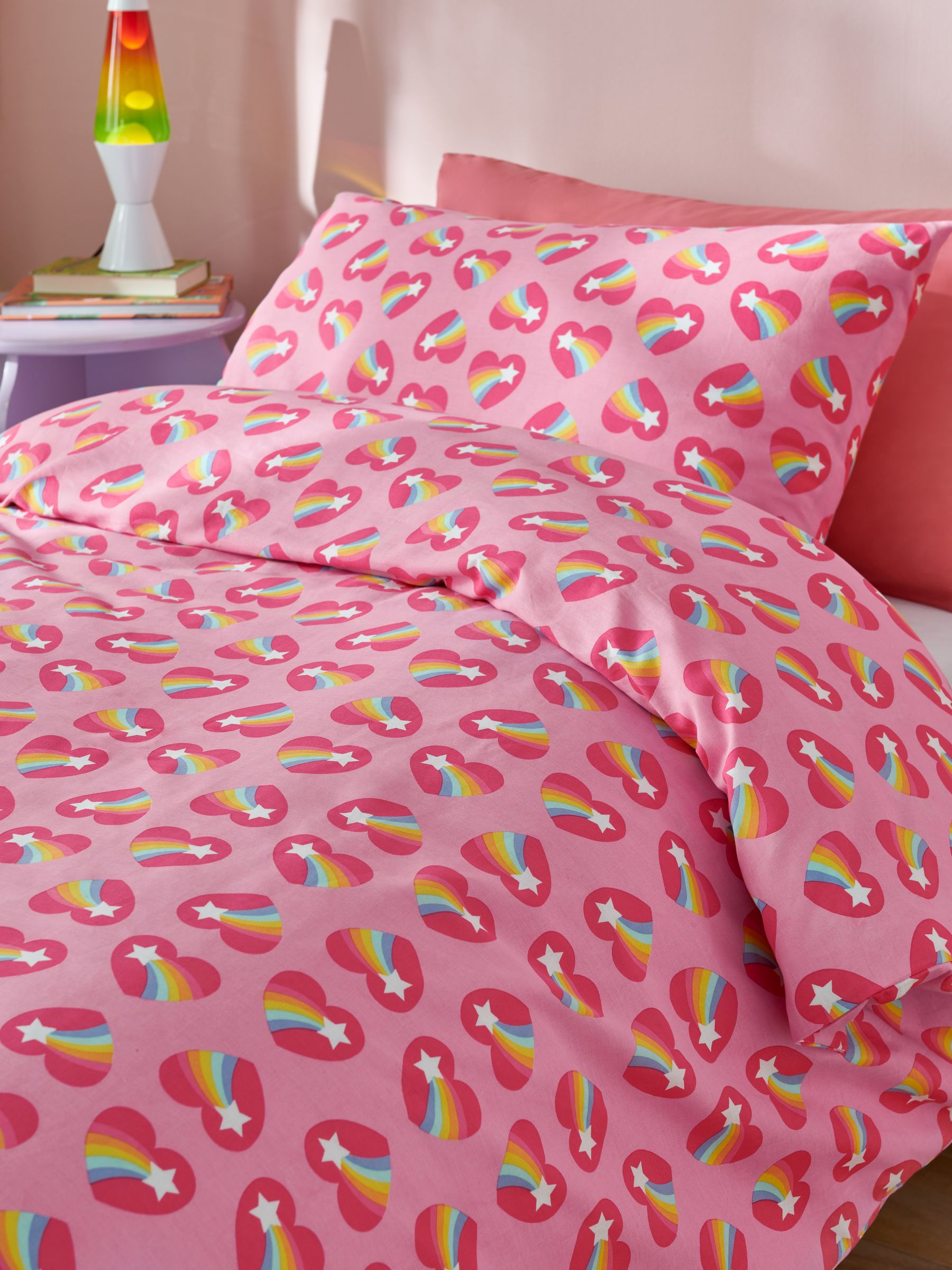 Little Bird by Jools Oliver Heart Rainbow duvet cover and pillowcase set, UK version