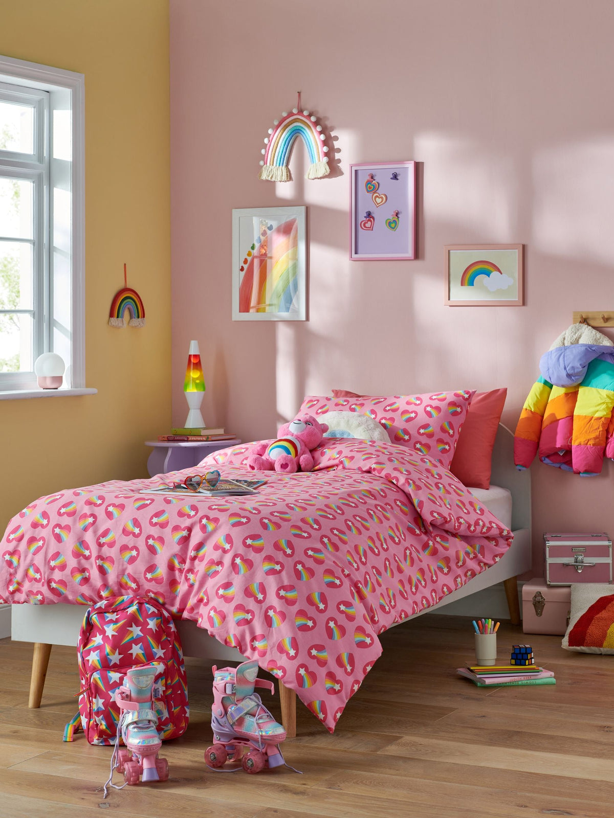 Little Bird by Jools Oliver Heart Rainbow duvet cover and pillowcase set, UK version
