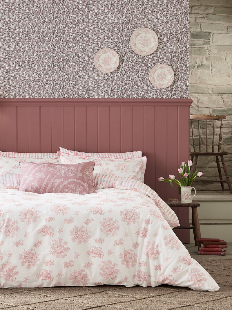 Burleigh X Bedeck Of Belfast Pink Asiatic Pheasants duvet cover and pillowcase set - British product