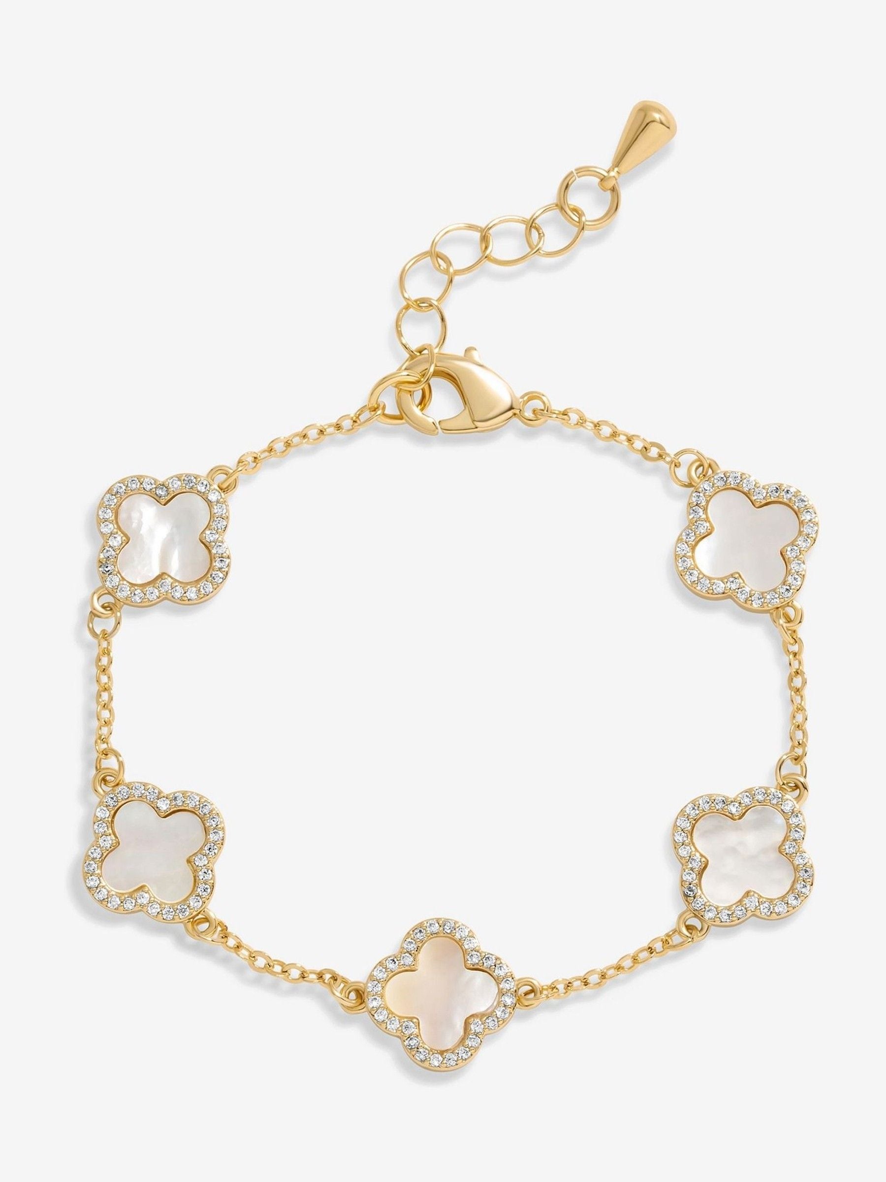 Jon Richard white jet enamel clover bracelet 178mm, UK version