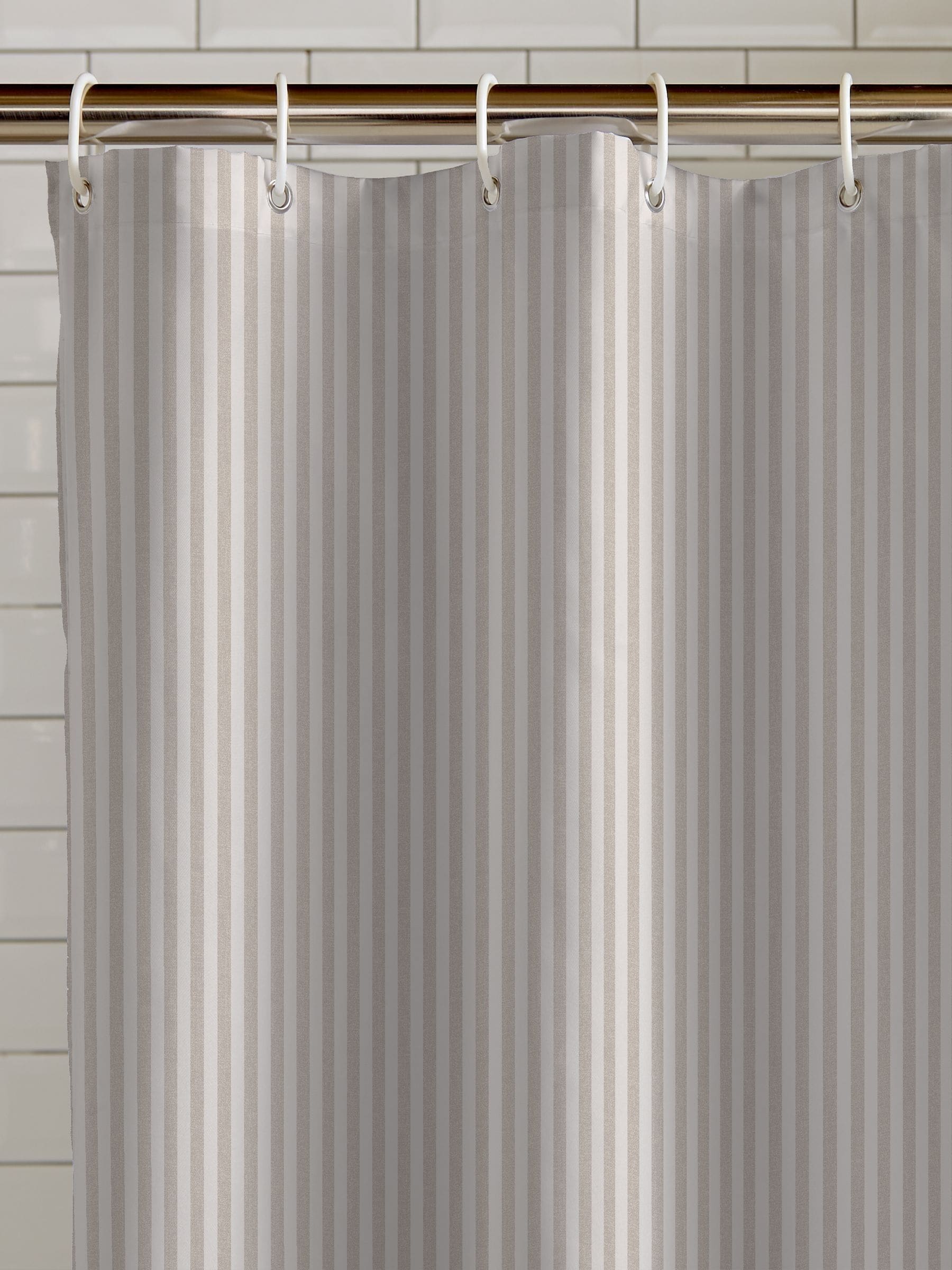 Catherine Lansfield Natural Timeless Stripe Shower Curtain 180x180 cm - British product