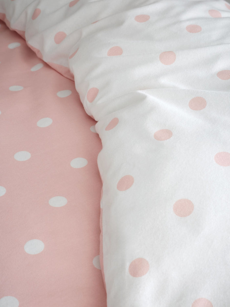 Catherine Lansfield blush pink polka dot duvet cover set - British product