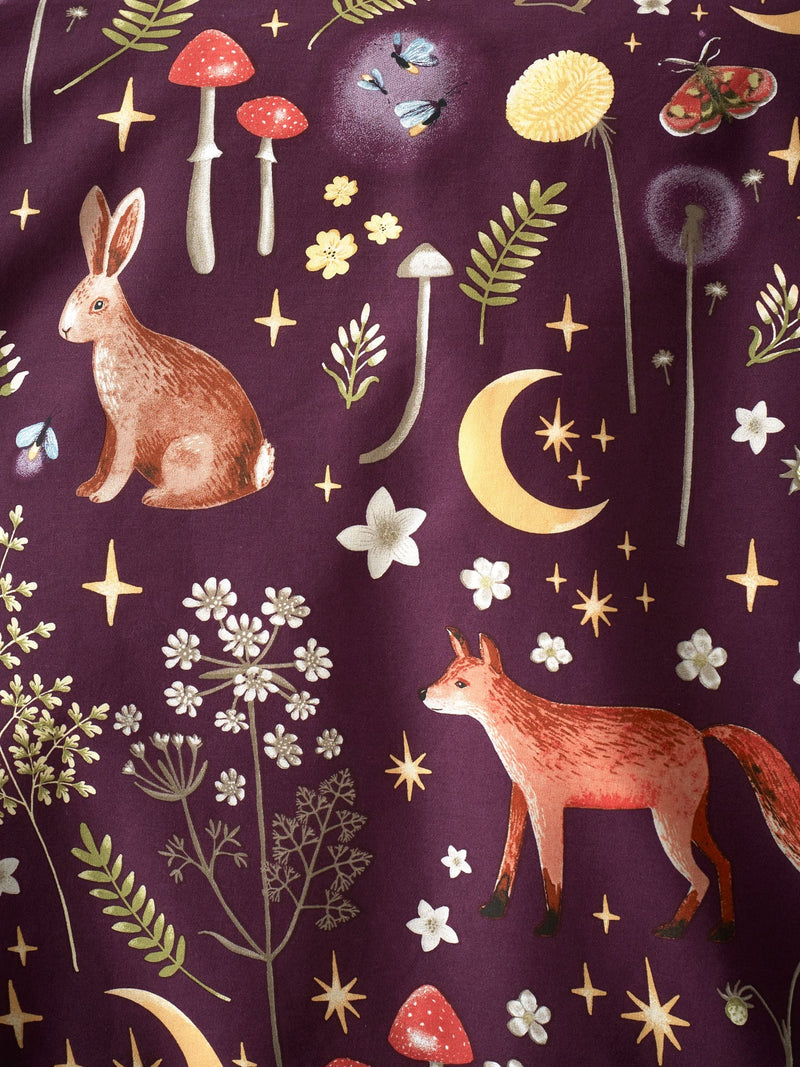 Catherine Lansfield Plum Enchanted Twilight Animals Duvet Cover and Pillowcase Set - British product