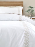 Bianca natural embroidery leaf cotton duvet cover set - British product