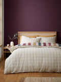 Catherine Lansfield plum gingham check reversible duvet cover set - British product