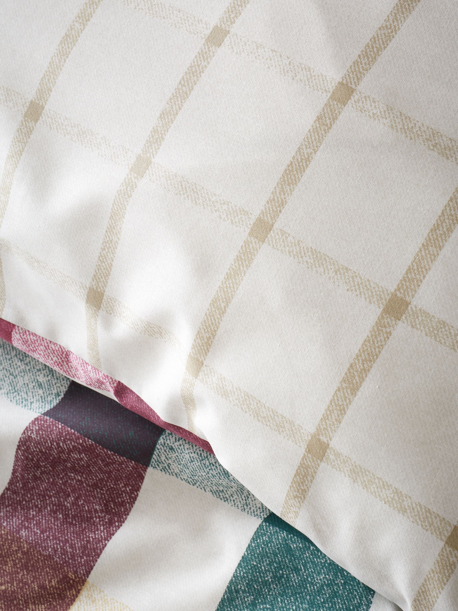 Catherine Lansfield plum gingham check reversible duvet cover set - British product