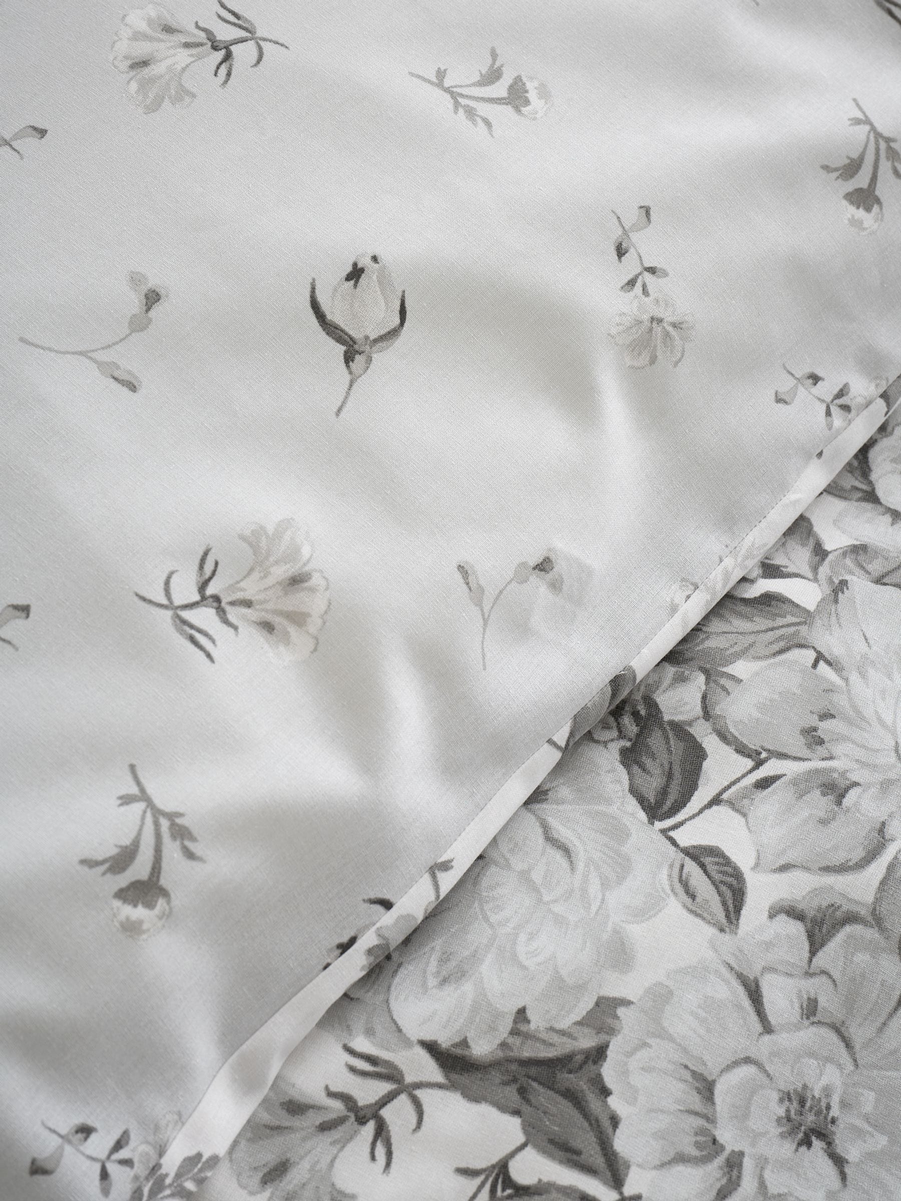 Catherine Lansfield silver grey elinda floral reversible duvet cover set - British product
