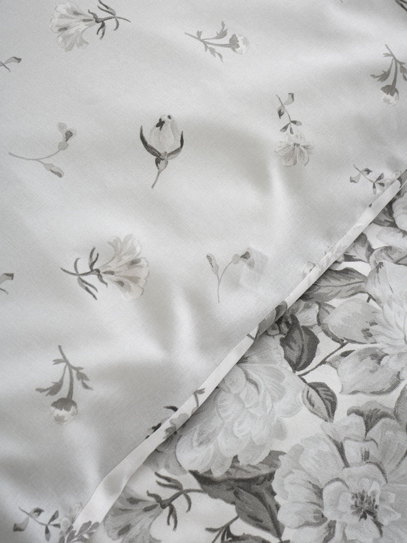 Catherine Lansfield silver grey elinda floral reversible duvet cover set - British product