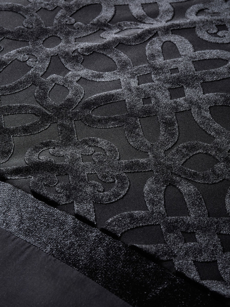 Catherine Lansfield black lattice cut velvet duvet cover and pillowcase set - British product