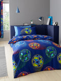 Catherine Lansfield Navy Blue Football Reversible Duvet Cover Set - British product