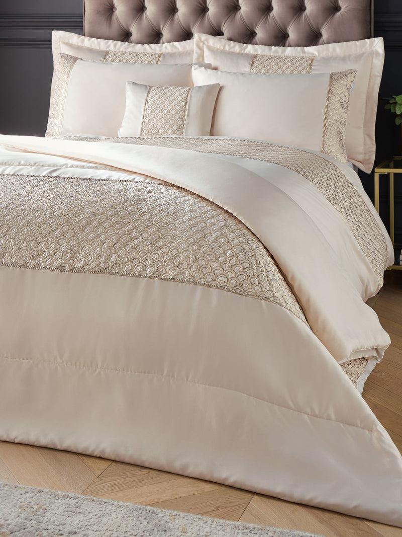 Catherine Lansfield Deco Sequin Glamour Quilted Pillowsham Pair