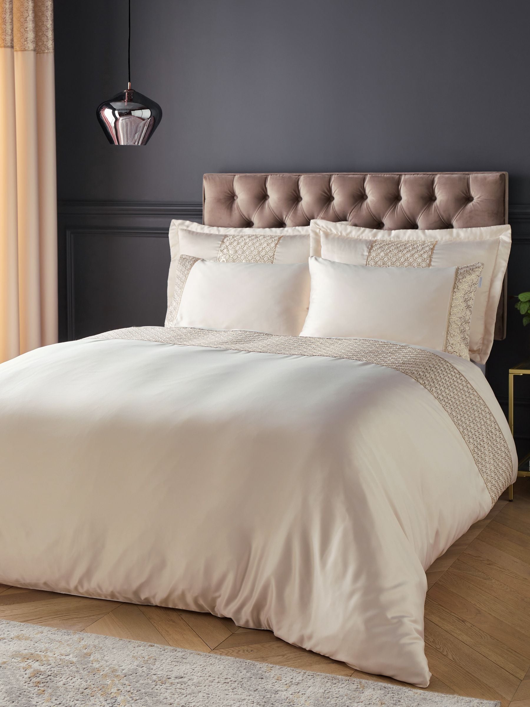 Catherine Lansfield Champagne Deco Sequin Glamour Duvet Cover Set - British product