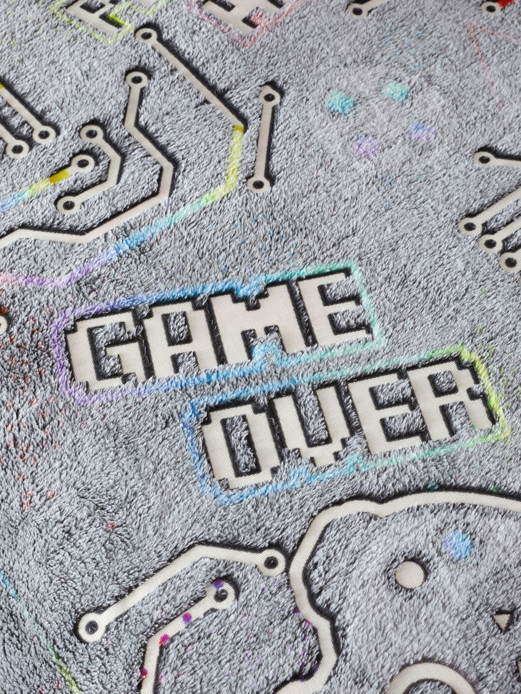 Catherine Lansfield Black Game Over Glow in the Dark Fleece Duvet Cover Set - British product