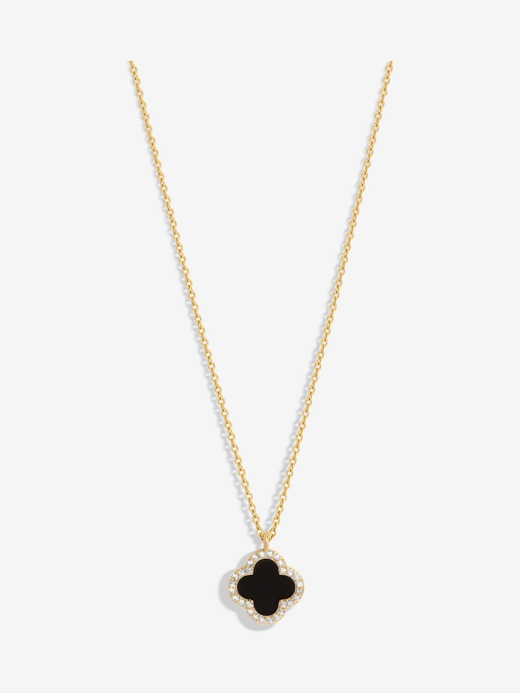 Jon Richard black tone jet clover pendant necklace, UK version