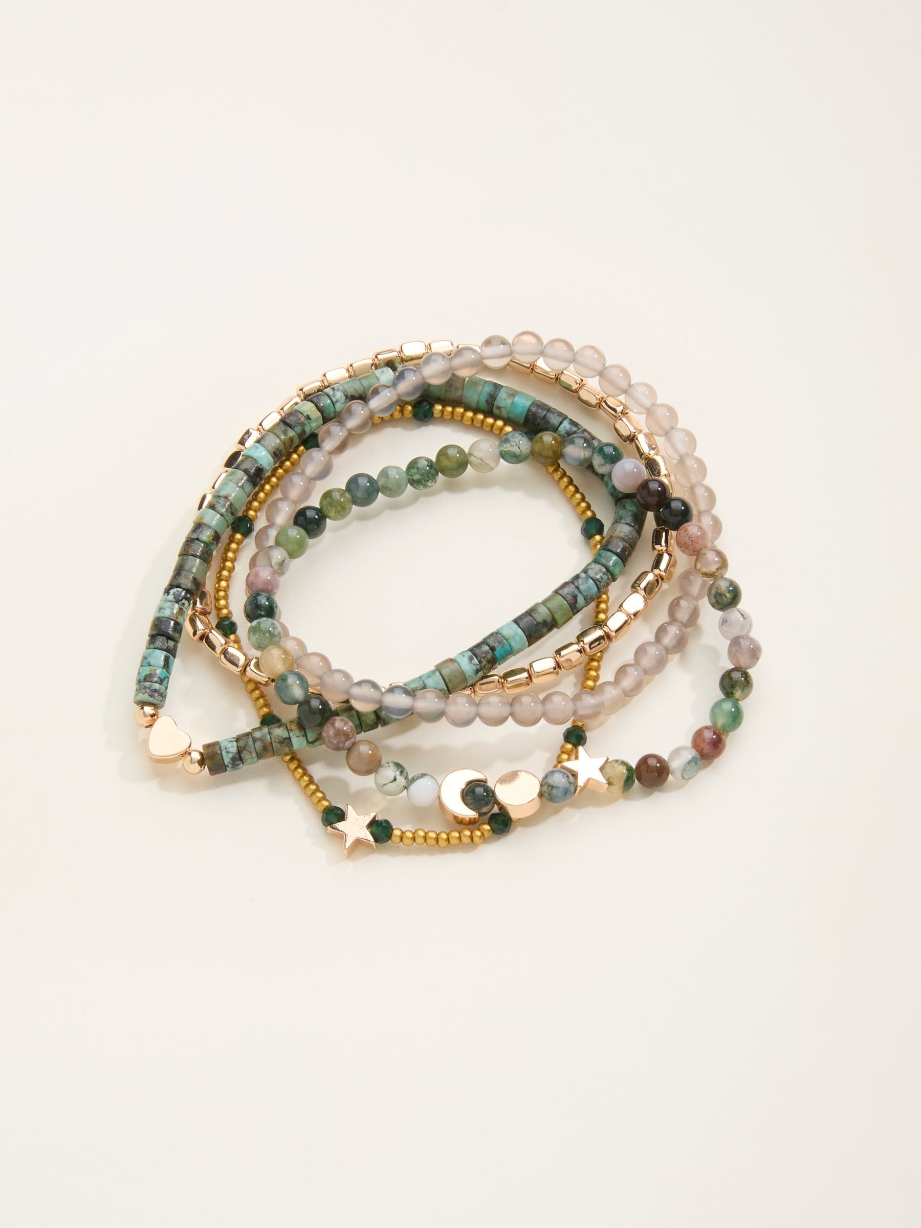 FatFace green stretch stack bracelet 18cm - British product