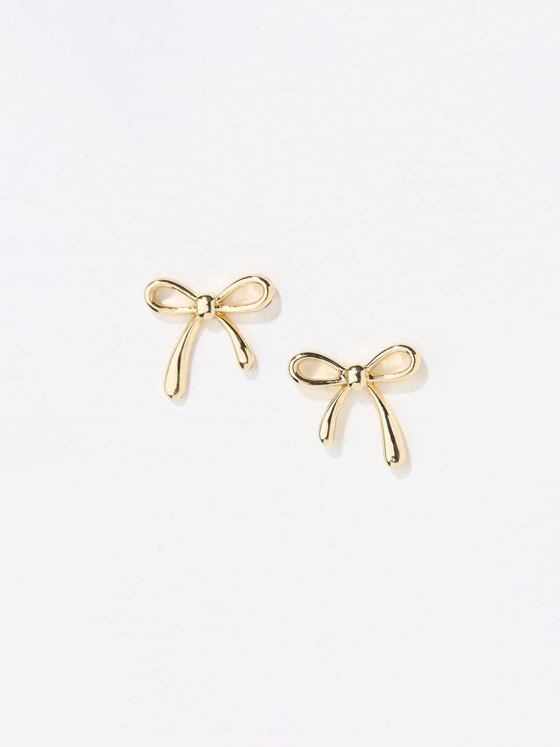 Gold Tone Bow Stud Earrings