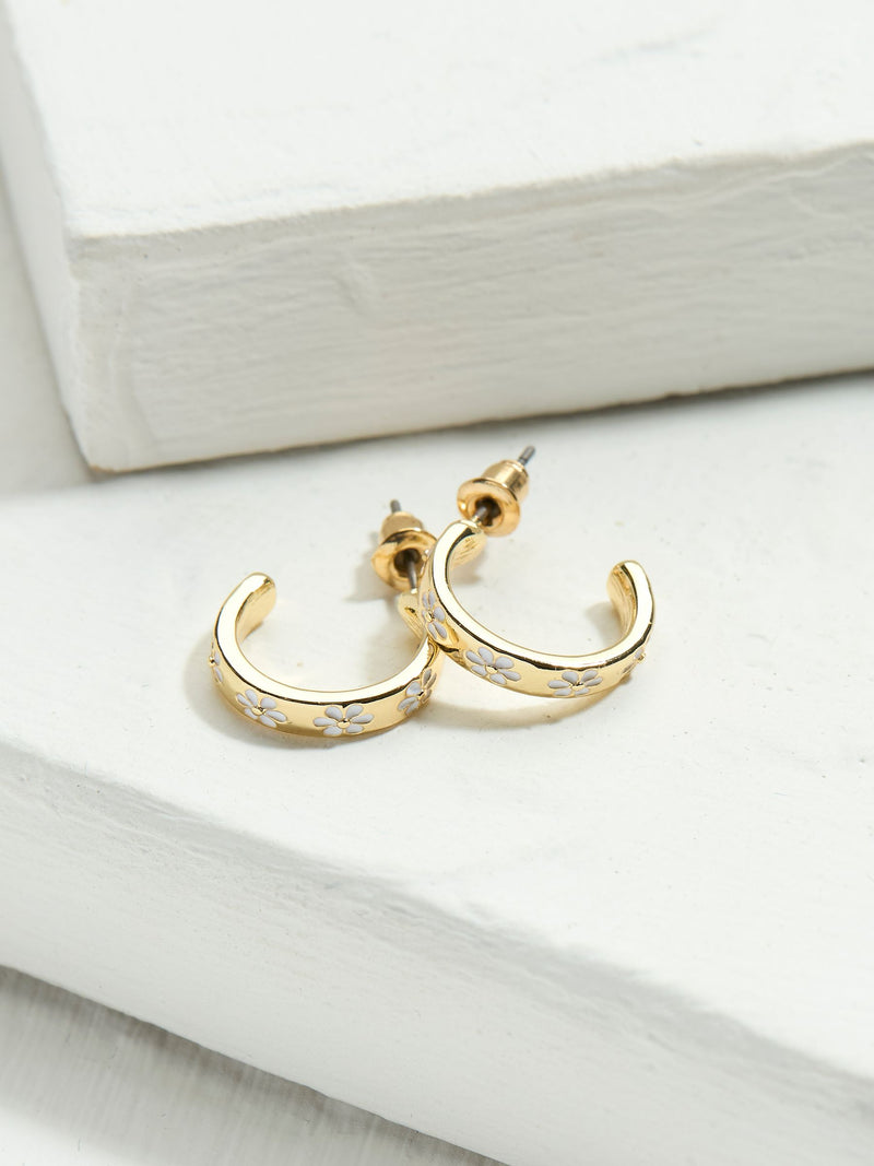 FatFace white enamel daisy stud earrings 1.5cm width - British product