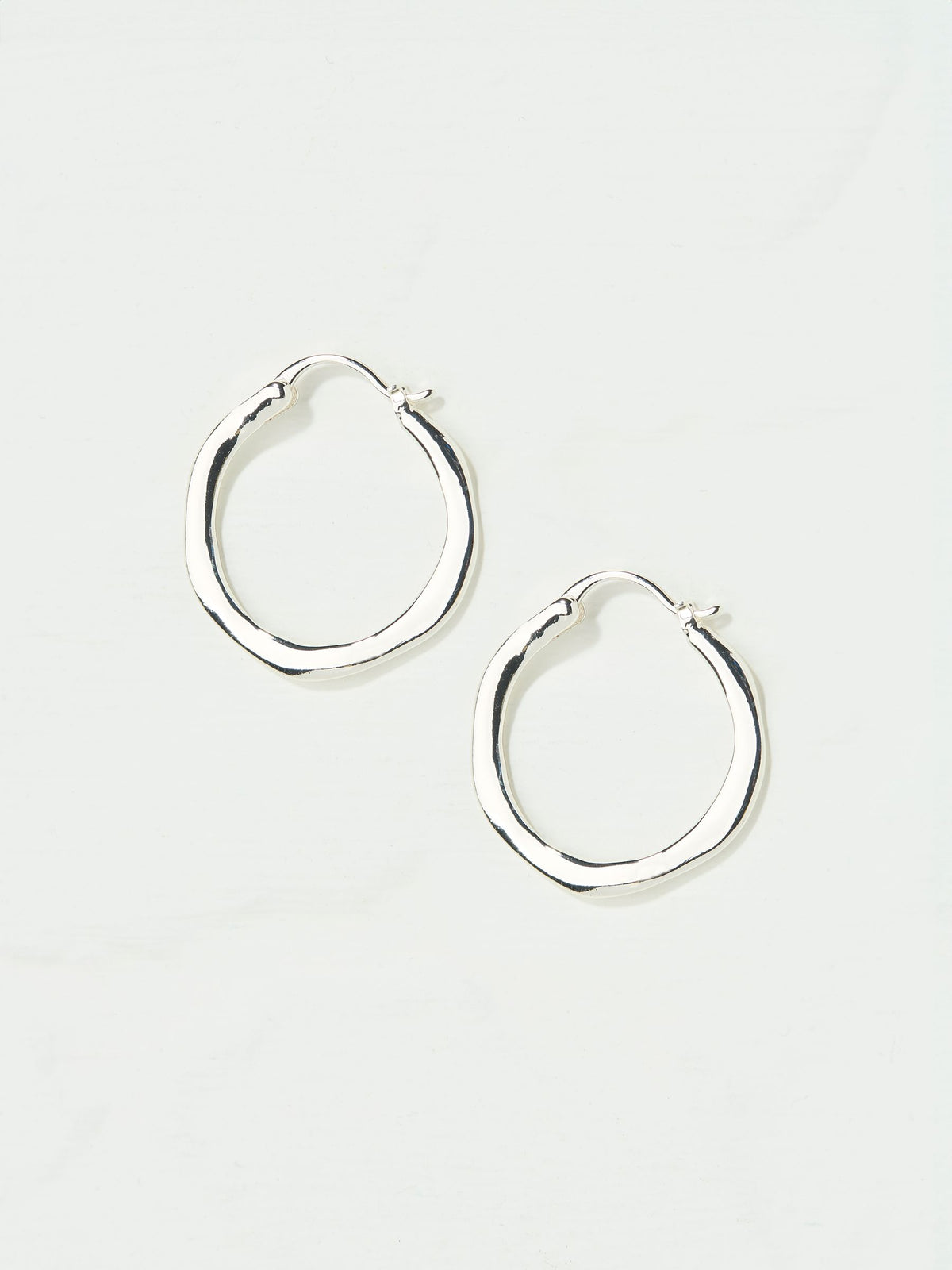 FatFace Silver Tone Hammered Hoop Earrings