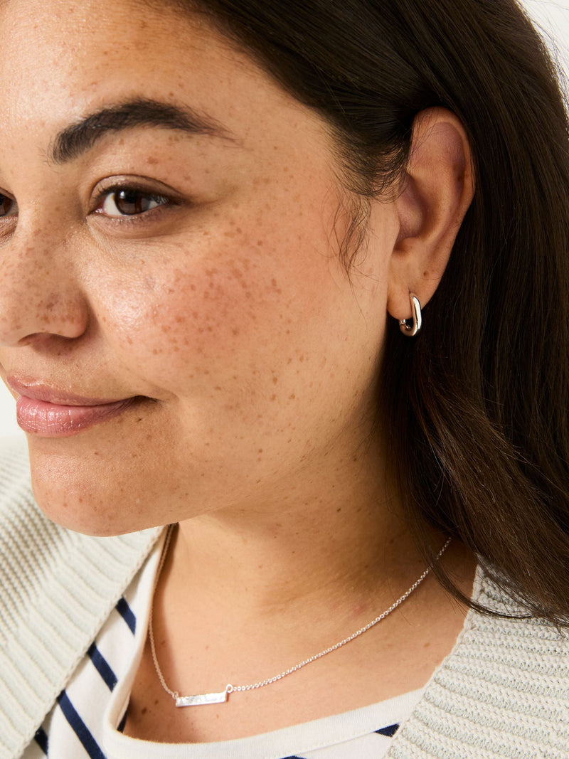 FatFace silver tone oval huggie hoop earrings - British product