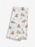 Sage green wipe clean tablecloth featuring Charlie the Cockapoo design (British brand)